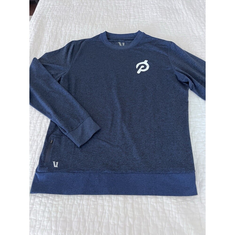 VUORI Men’s Ponte Performance Crew Pullover Peloton Logo Blue Size Large EUC